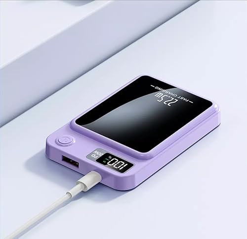 Fast Charging Power Bank 10000mAh, 22.5W Magnetic Wireless Portable Charger with LED Display, PD 20W Fast Charging Battery Pack Compatible with iPhone, Samsung, Xiaomi, Qi Devices (Purple)