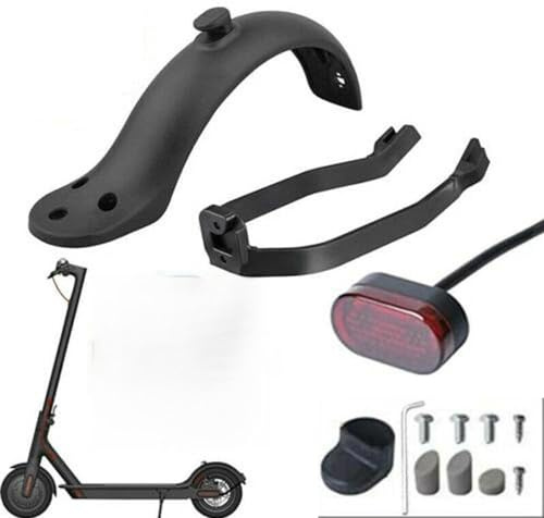 Hinterer Kotflügel Electric Scooter,E Scooter Schutzblech Hinten Kompatibel für Xiaomi M365,M365 PRO,M365 PRO2,1S Elektroroller Zubehör Mit Rücklicht,Halter,Silikonhülle und Verschlussschrauben