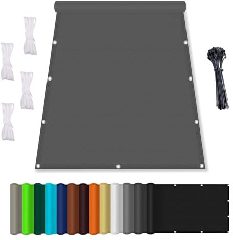 Sonnenschutz Balkon, Balkonumrandung 95% UV Schutz 1.5x3M, Sonnensegel Wasserdicht mit ösen, Terrasse überdachung Balkon Zaunblende Sichtschutz, für Balkon Terrasse Schwimmbad überdachung Dunkelgrau