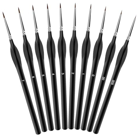 SumDirect Miniature Model Paint Brushes,10pcs Fine Detail Paint Brush Set with Triangular Handles for Acrylic, Watercolor & Oil - Perfect for Warhammer, Gundam, Miniature Painting (10pcs)