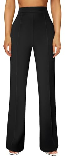 JEKAOYI Womens Straight Leg Dress Work Pants High Waist Stretchy Business Casual Pants Office Trousers Slacks Black