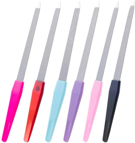 BEAMARKER 6 lime à Ongles en Acier Inoxydable Ensemble de Limes à Ongles Professionnelles avec Pointe Pointue de Précision et Manche Antidérapant Outils de Manucure Double Face Grain Saphir pour Femme