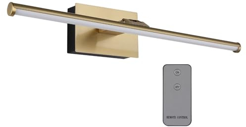 meineWunschleuchte Akku Bilderlampe Messing kabellos zum Kleben, Breite 40cm