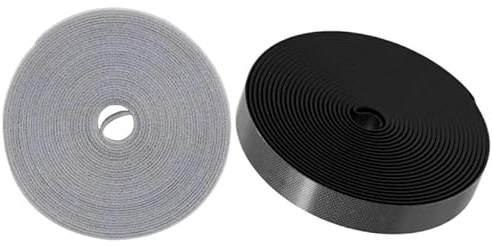 5M Cable Manager Data Storage Reusable Tie Cut Desk Wire Organizer Binding Tape(Black Grey)