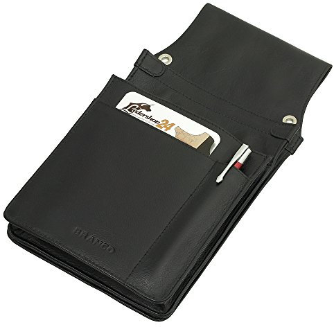 Pochette Tablette Serveur Professionnelle adaptée pour Un iPad Mini Jusqu’à 8 Pouces & Portefeuille Serveur en Cuir de bœuf, Noir