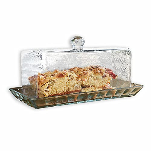 LOBERON Cloche en verre avec plateau Nelia - verre - H/L/P env. 18/39 / 22 cm - transparent, transparent