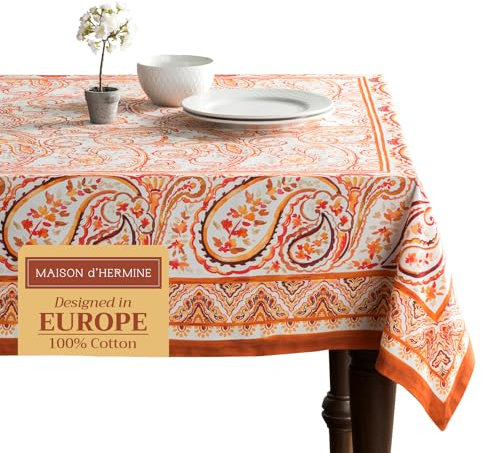 Maison d' Hermine Palatial Paisley 100% Baumwolle Tischdecke für Küche | Abendessen | Tischplatte | Dekoration Parteien | Hochzeiten | Thanksgiving/Weihnachten (Rechteck, 140cm x 180cm)