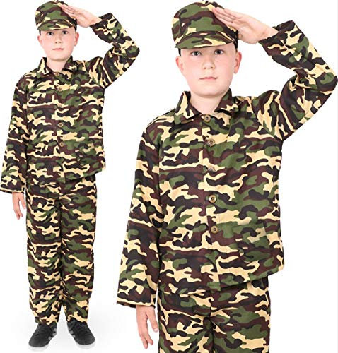 I LOVE FANCY DRESS DÉGUISEMENT ARMÉE GARÇONS COSTUME DE SOLDAT UNIFORME MILITAIRE ENFANT 3 PIÈCES (X-GRAND)