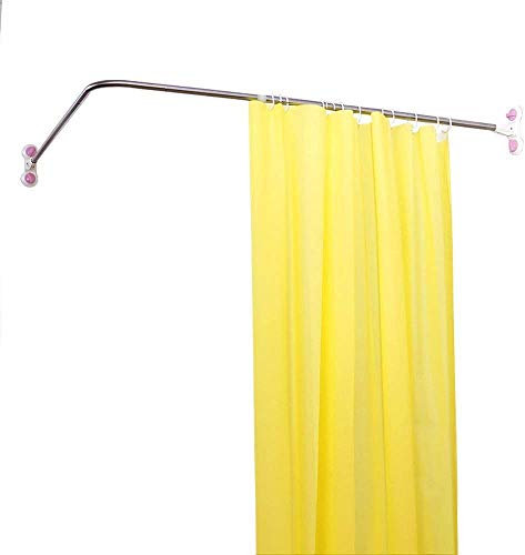 Xmxey Barra de Cortina de Ducha Curvada con ventosas, de Baoyouni, Forma de L de Esquina, de Metal, Extensible, L-Shaped, 102 x (118-180) cm (Curved, 95.5cm)