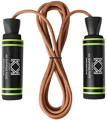 KK Skipping Rope adult for men and women fitness workout exercise training, Tangle-Free adjustable Speed Jump Rope for exercise fitness workouts, fat-burning exercises, boxing, toning.(Leather Cable)