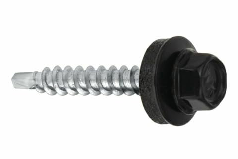 Trapezblech Schrauben Bohrschrauben Dach Fassadenschrauben 4,8x25mm 250 Stück - RAL: 9005 (Schwarz)