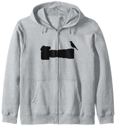Bird Photographer, Bird on a Long Lens, SLR Camera Zip Hoodie