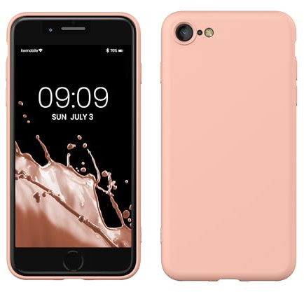 kwmobile Case Compatible with Apple iPhone SE (2022) / iPhone SE (2020) / iPhone 8 / iPhone 7 Case - Slim Protective TPU Silicone Phone Cover - Grapefruit Pink