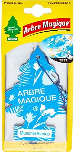Arbre Magique Mono, Profumatore Auto, Fragranza Muschio Bianco, Profumazione Legnosa e Avvolgente, Durata fino a 7 Settimane, Made in Italy, Confezione da 1 Pezzo