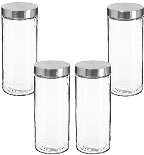 Lot de 4 bocaux en verre + 2 L en inox.