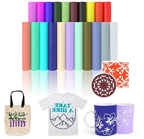 Renhekek 21pcs Infusible Ink Transfer Sheet, Solid Color Transfer Paper Sublimation for Mug Press, Silhouette Cameo or Heat Press Machine Transfer Sheets for T-Shirts Mug Bag, 12x12