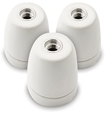 AMARCORDS - 3 Douille en porcelaine vintage prise E27 à couleur BLANC