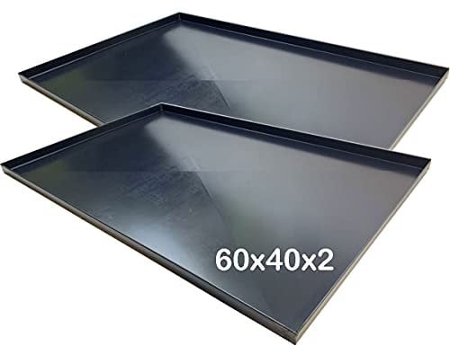 [2 PEZZI] Teglie forno 60x40x2 Cm, bordo 2 cm con diagonale Spessore teglie 8/10 Pizza alta idratazione ideale per professionisti della pizza focaccia