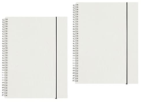 Shulaner Spiral Notizbuch A4, 80 Blatt Blanko Papier, PP mattiert Spiralblock A4 Blanko Spiralbindung Notizblock Spirale Blank Notebook mit Elastischer Gürtel - 2 Stück