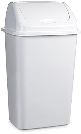TIENDA EURASIA - Papelera con Tapa Basculante, Cubo de Basura 30 Litros, Papelera para Baño, Oficina, Cocina, Cubo Basura Tamaño 34 x 27,5 x 58,5 cm (Blanco)