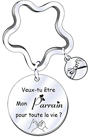 GULRK Porte Clé Parrain Cadeau Parrain Cadeau Parrain Marraine Demande porte cle veux tu etre mon parrain Porte Clef Personnalisé Cadeau Homme Anniversaire Cadeau Fête Des Pères
