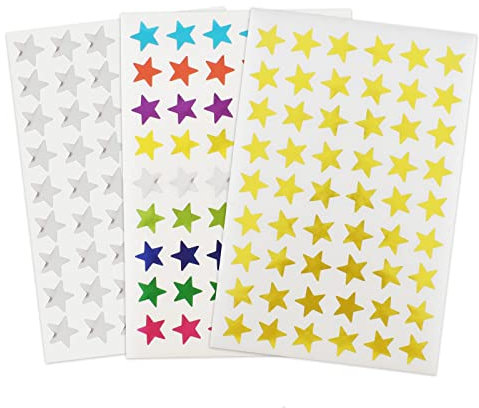 1620 Stück Stern Aufkleber Selbstklebende Folie Sterne Belohnungsaufkleber 30 Blätter Mini Sterne Sticker 1,3cm Silber Golden Bunt für Schule Lehrer Eltern Kinder Scrapbooking Dekoration