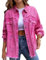 HOTIAN Giacca di Jeans da Donna Slim Fit Giacca Vintage a Maniche Lunghe in Denim giacca in denim strappata Casual Jacket Pink S