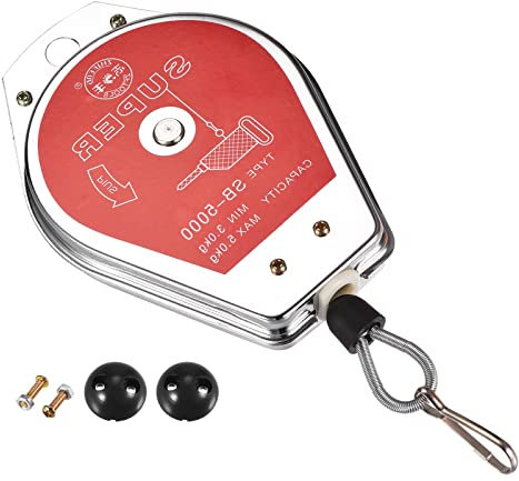 QUARKZMAN 145 x 100 x 38 mm Ressort Équilibreur x 1 Pièce Rétractable Suspendu Outil avec Raccord Accessoire pour Assemblage Lignes et Pièces Soudage, [Rouge, Noir]