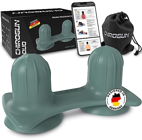 CHIROGUN Duo Triggerpunkt Drücker mit Saugnapf - Rücken Massagegerät für Triggerpunkte Wirbelsäule & Faszien, Fuß Nacken Ischias Trigger Massage Gerät, Faszienball für Rückenmassage & Verspannungen