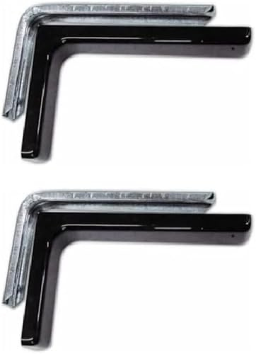 Coppia Staffe Reggimensola in Metallo Rivestito - Staffe Angolari Mensole a Parete - Supporto a L Mensole - Compresa di Viti Fissaggio e Copertura in PVC Colorato (12 cm, Nero)