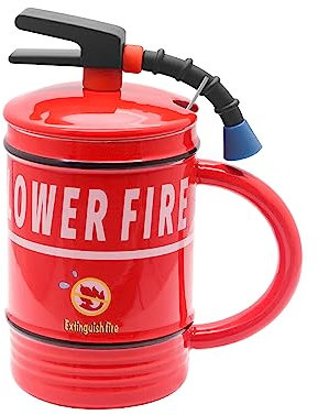 ShawFly Tazza da caffè estintore, tazza in ceramica creativa e divertente, tazza regalo con personalità, regalo divertente per ragazzi e ragazze, vigili del fuoco, uomini e papà (rosso)