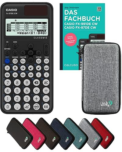 Casio fx-87DE CW inkl. Schutztasche Hellgrau & Fachbuch (160 Seiten, DIN A5) – Wissenschaftlicher Rechner – Smart Set