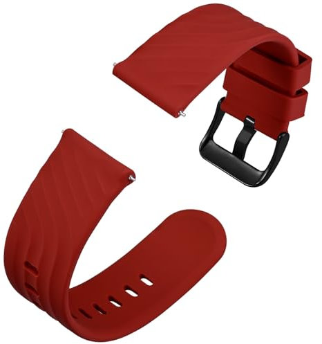 Anbeer Cinturini per Orologi in Silicone 22mm, Cinturini di Ricambio a Sgancio Rapido per Uomo Donna, Extra Lungo, Rosso