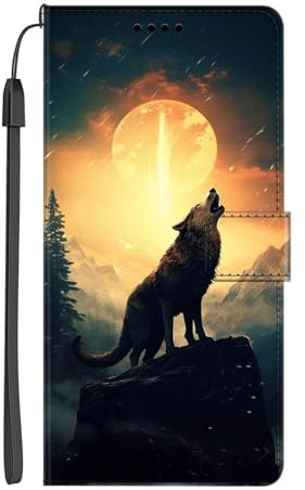 EuoDuo Kompatibel mit iPhone 7 / iPhone 8 / iPhone SE 2022 2020 Hülle zum Klappen PU Leder Handyhülle Wallet mit Muster Klapphülle Flip Case Etui Schutzhülle - Meteoriten Wolf