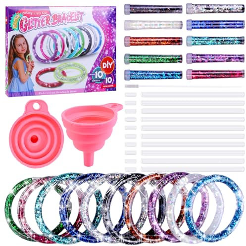 Bastelnset Mädchen 5-9 Jahre, Glitzer Armbänder zum Selber Machen,Geschenke für Mädchen 6 7 8 9 10 Jahre, Kreatives Bastelset für Mädchen ab 7 8 9 10 11 12 Jahre