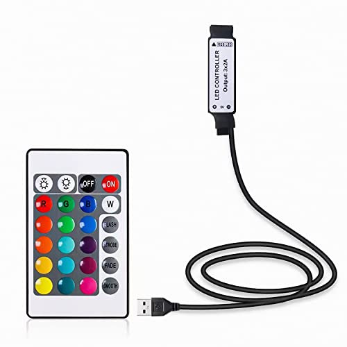 ruimeimei DC 5V 24 Chiave IR Remote Controller con 1m USB Inline IR Controller per 5050 2835 RGB LED Striscia di Luce
