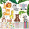 270Pcs Tiere Holz Bastelset für Kindergeburtstag, Basteln für Kinder, Mit 27 Holzstücke, 12 Farbstifte, 202 Strasssteine, 27 Seile, 2 Aufkleber, DIY Set für Jungen und Mädchen