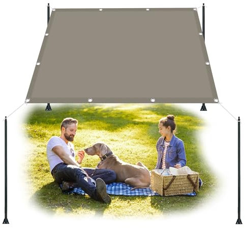 Sonnensegel Balkon 5 x 8.5 m Zaunblende Sichtschutz, Wasserdicht 98% UV Schutz inkl Befestigungsseile für Garten Terrasse, Taupe