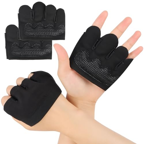 Fonyet Fitness Handschuhe Gym Handschuhe Trainingshandschuhe mit rutschfeste Pads, Halb Handschuhe Gewichtheben Sporthandschuhe für Herren Damen (Schwarz)