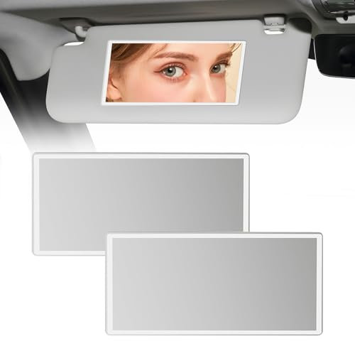 2 Stück Auto Makeup Spiegel,Auto Kosmetikspiegel,15x8 cm Selbstklebender Schminkspiegel Sonnenblende Spiegel,Tragbarer Sonnenschutz,Sonnenblende HD Make-up