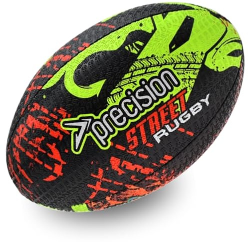 Precision Street Mania Rugbyball, Urban Training, für Harte Oberflächen, strapazierfähiger Reifen geprägtes vulkanisiertes Gummi, ultimativer Grip, offizielle Größe, 4