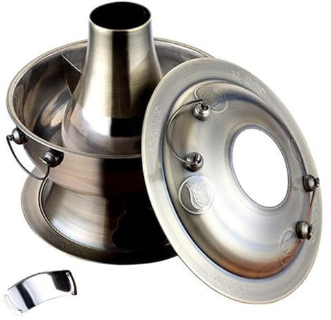 XRYUXECJ Pot au feu Chinois au Charbon de Bois, Marmite shabu-shabu au Charbon de Bois Chinois à Deux goûts, ustensiles de Cuisine en Acier Inoxydable for 3 à 7 Personnes, fête à la Maison, 36 cm