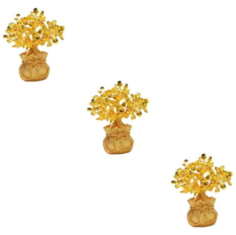 TOPBATHY 3St Citrin-Geldbaum bürodeko büro Dekoration Gelbe Kristallgeldbaum Geschenkidee Geldbaum basteln Vermögensbaum Figur Baumschmuck aus Kristall Desktop-Kristallhandwerk Harz Golden
