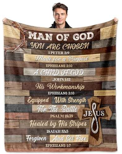 EujGvboU Christliche Geschenke für Männer, Geburtstagsgeschenke für christliche Männer, religiöse Decken, 152,4 x 127,7 cm, religiöse Geschenke für Männer, Bibel, spirituelle Geschenke für Männer,