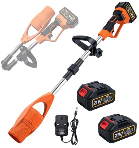 CHANGEMOORE 21V Leaf Blower Cordless with Battery and Charger, Foldable 550W 2 x 3Ah Batteries Brushless Motor Handheld Electric Leaf Blower for Lawn Care, Garden, Garage, Orange