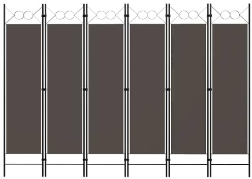 Myheimly 6-TLG. Raumteiler Klappbar Freistehend Trennwand Paravent Umkleide Sichtschutz Spanische Wand Raumtrenner Anthrazit 240 x 180 cm