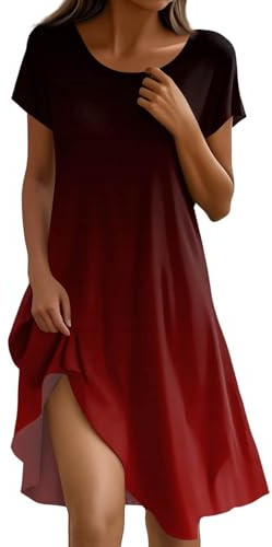 Kleid Damen Sommer Vintage Strandkleider Leichte Sommerkleider Knielang T Shirt Kleider Elegant Italienische Shirtkleid Sommerkleidung Multiway Schwangerschaftskleid A Linie Partykleid