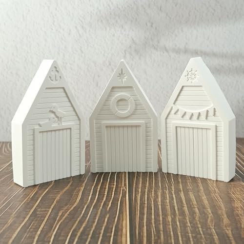 3 Stück Silikonformen Gießformen Häuser, Silikonform Haus mit Maritim Anker Silikonform Häuser Möwe Gipsformen Zum Gießen Gießformen Silikon Häuser Silikon form Sommer für DIY Handwerk
