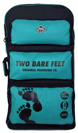 Two Bare Feet 44 Triple Bodyboard Carry Bag – Heavy Duty, Large Capacity for Three Boards – Padded Shoulder Straps, Sturdy Side Handle, Durable Zippers, Travel & Beach Ready (Triple (Teal))