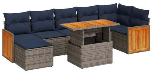 vidaXL 8-Piece Garden Sofa Set with Cushion Brown Poly Rattan Acacia Outdoor Sofa Set Garden Sofa Set Lounge Set Patio Sofa Set